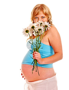 怀孕的女人与花
