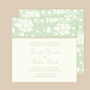 婚礼邀请卡与花卉背景