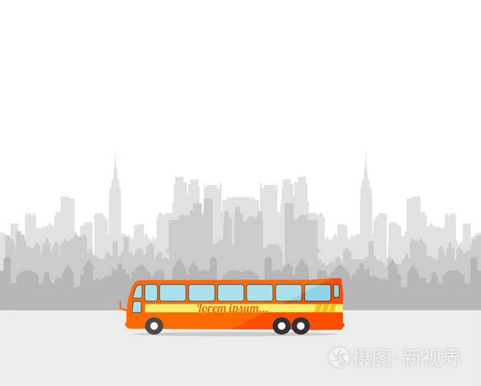 矢量背景环境是城市的公交车平面样式