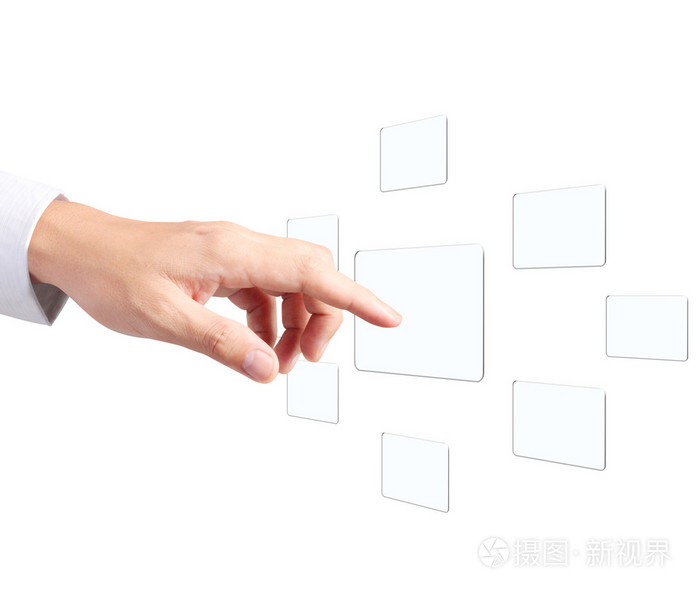 手按下触摸屏按钮