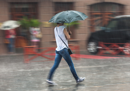 在下雨天在街上行走的人