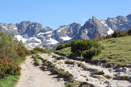 在 tatra 山脉，波兰的路径