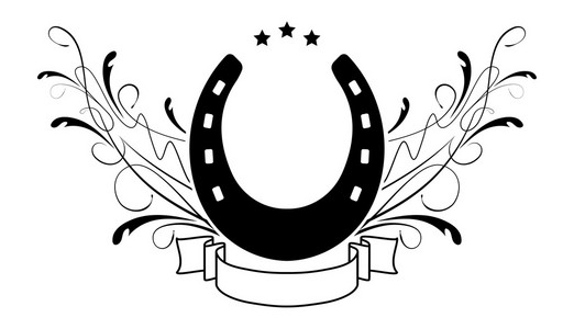 抽象会徽徽标或马蹄形与星星的设计