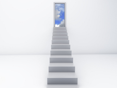 通往天堂之门的楼梯。自由的概念