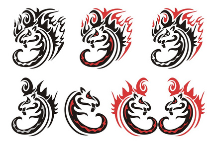 纹身图案图腾火部落火红猫符号照片