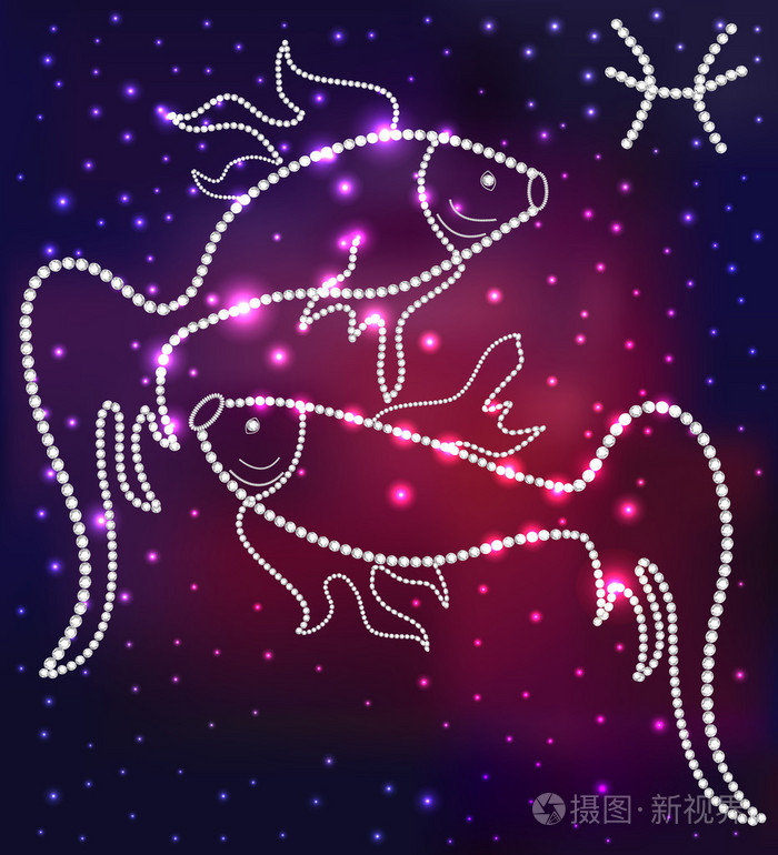 宇宙鱼星座的星星和宝石