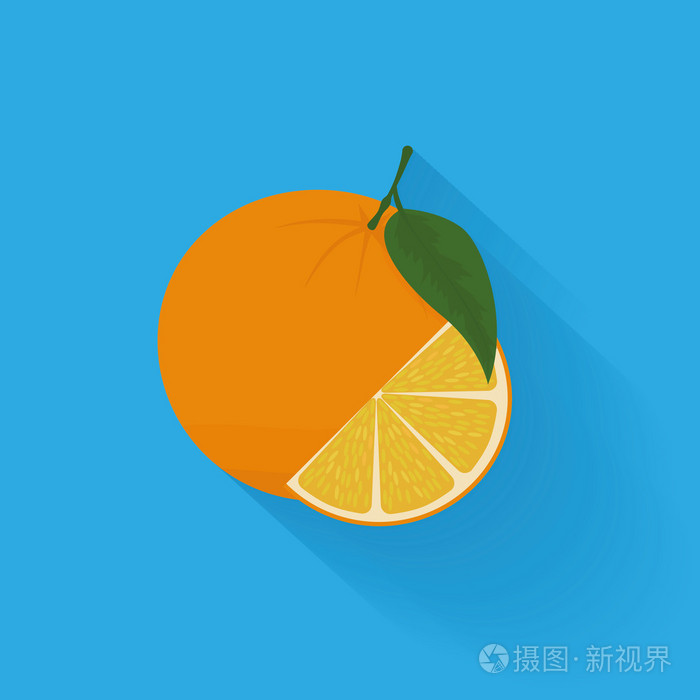 蓝色背景上孤立的时尚橙色插画-正版商用图片1g1drh-摄图新视界