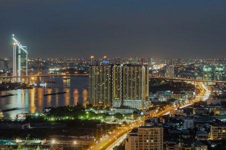 曼谷市容。在商务区曼谷夜景