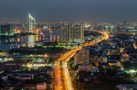 曼谷市容。在商务区曼谷夜景