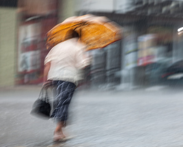 在下雨天在街上行走的人
