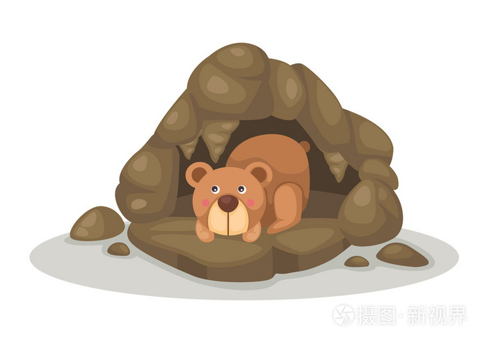 熊正睡在山洞里矢量