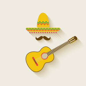 墨西哥宽边帽和吉他
