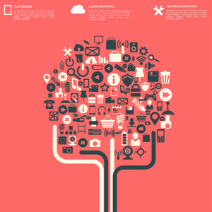 plat abstrait avec des icnes du web. symboles de linterface. le