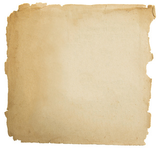 旧纸张 grunge 纹理，孤立的白色背景上的空黄色网页