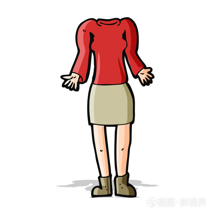 卡通女性的身体,耸耸肩膀(混合与匹配购物车