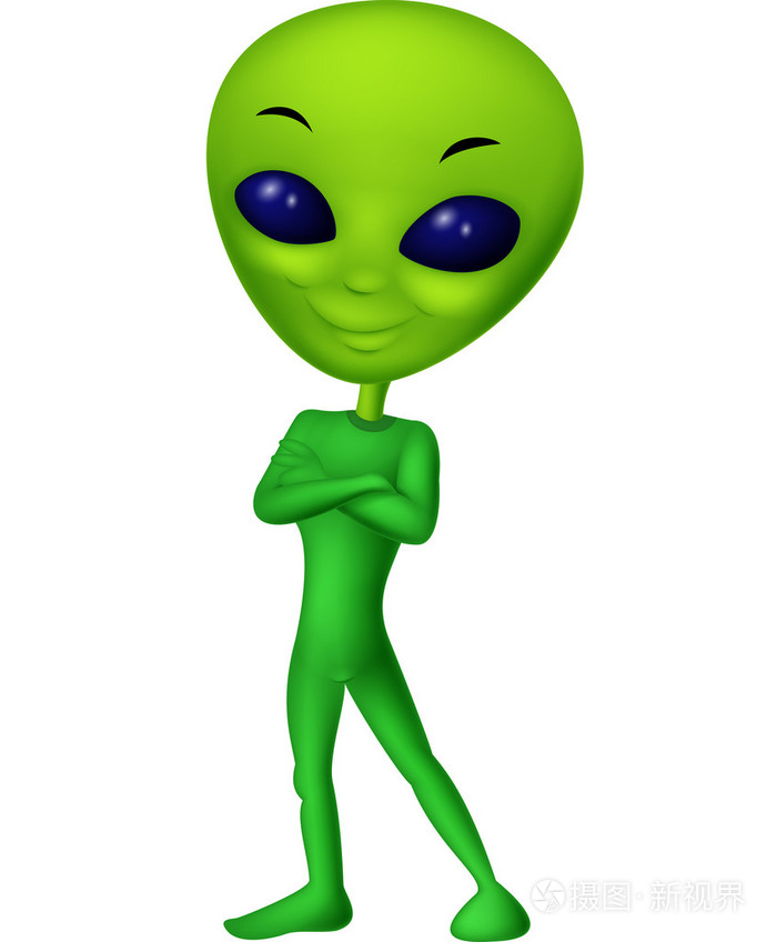 可爱绿色外星人卡通