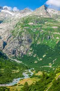 夏山风景在 gletsch，瑞士