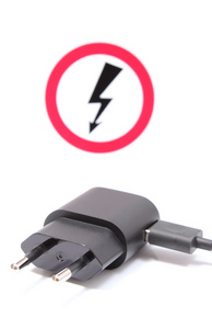 电插头和电缆与高压危险的信号