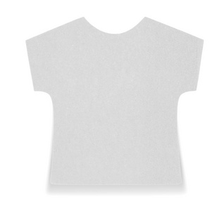 平灰色 t恤便条, 隔离在白色背景上, 底部有阴影