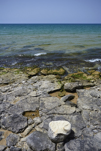 岩石海岸的视图