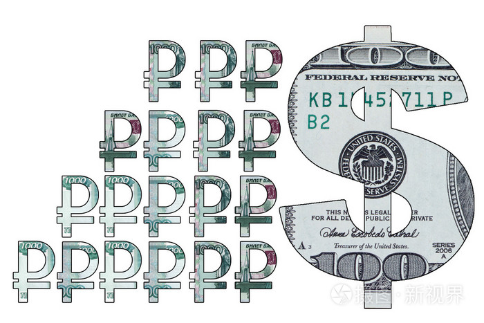 视觉关系卢布和美元的汇率
