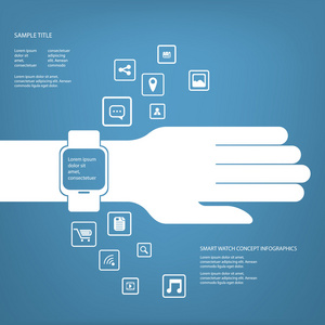 在现代平面设计与文本的空间智能手表概念图表