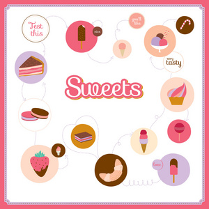 一套在圈子里的可爱设计甜点图标图标