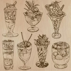 糖果和甜点手绘插图的集合