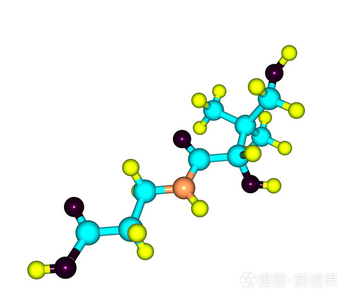 泛酸(维生素 b5) 分子结构在白色背景上
