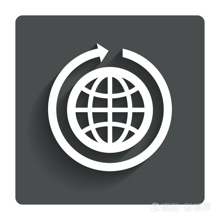 地球标志图标.圆世界箭头符号