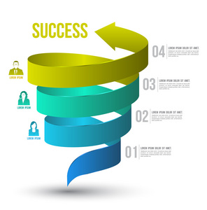 箭头扭到成功数字带有图标的选项。矢量图和可用于业务概念 报告 数据演示文稿 计划或教育的关系图。印刷和网站模板