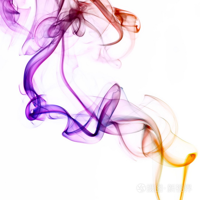 在白色背景上七彩烟雾