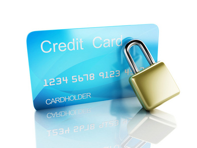 信用卡和白色背景上的 lock.safe 银行概念