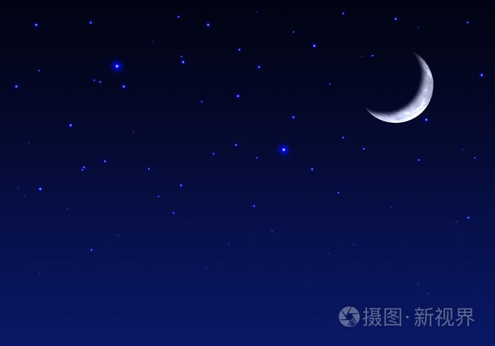 美丽的夜晚天空的月亮和星星