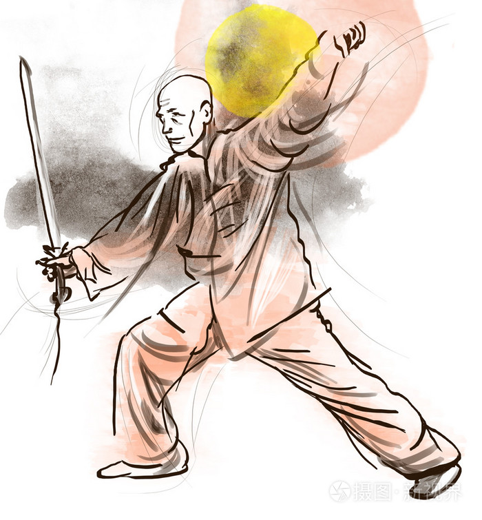 太极(太极拳.完整的中小型的手绘插图