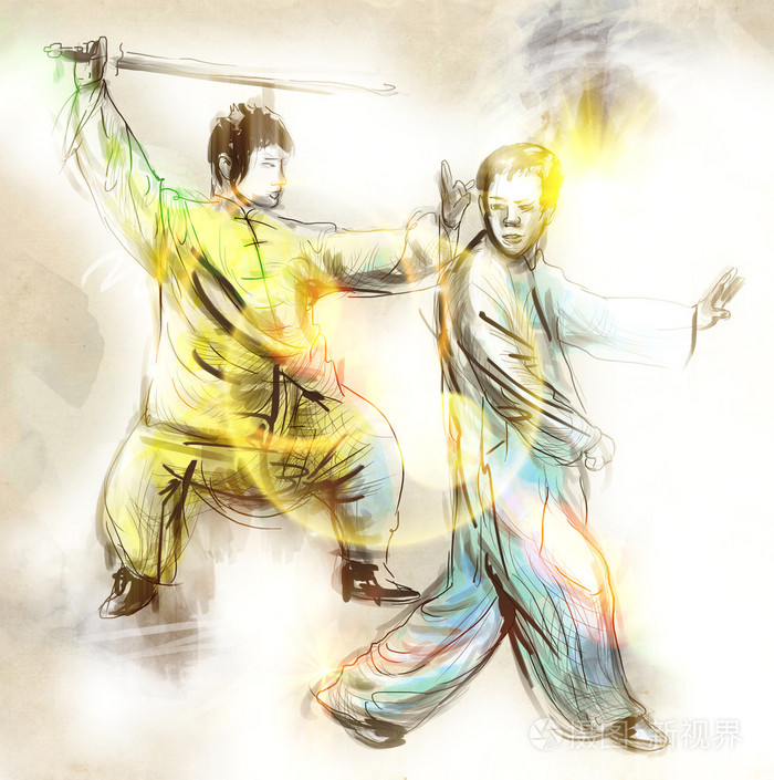 太极(太极拳.完整的中小型的手绘插图