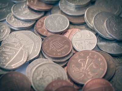 复古外观英国英镑硬币