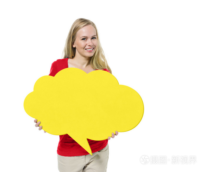 随便的女人举行演讲泡沫