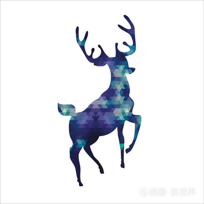 孤立的白色衬底上的抽象三角鹿