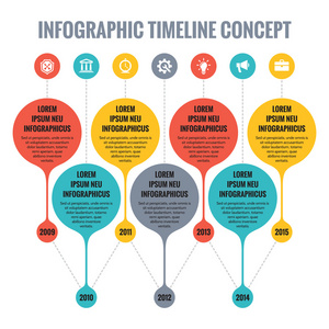 在平面设计风格时间线模板图矢量概念