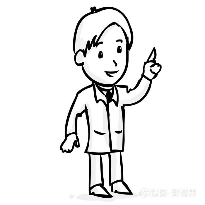 手绘开朗的男医生.轮廓矢量图