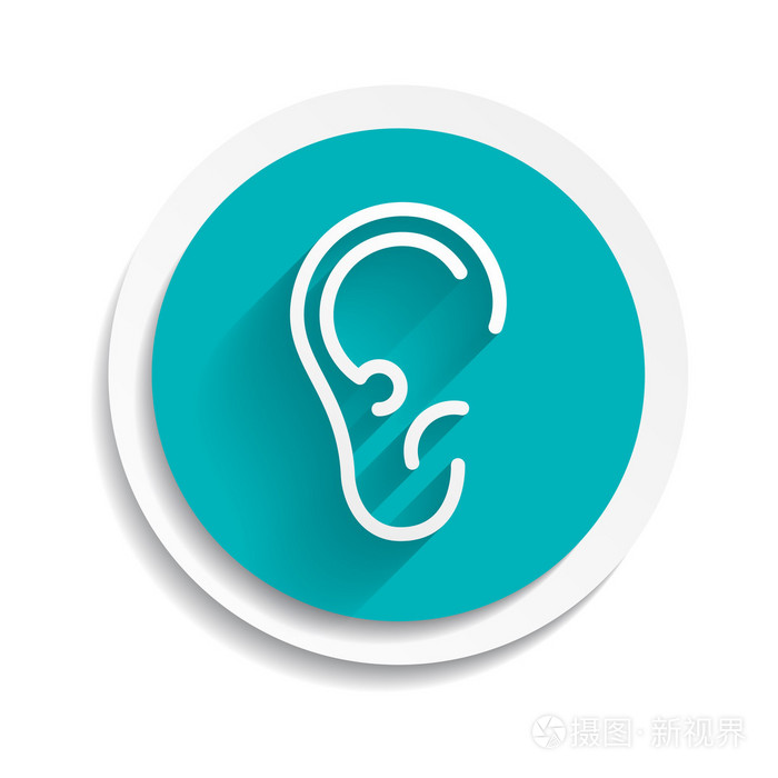 孤立的白色背景上的耳朵图标.矢量