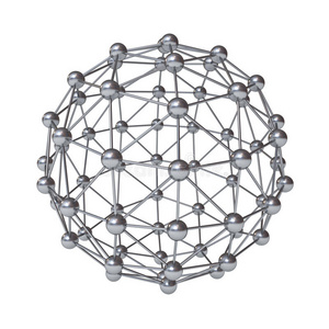 白色隔离三维分子结构几何模型