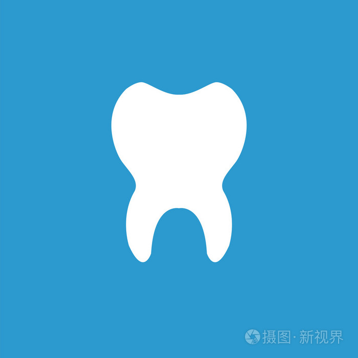 牙齿图标在蓝色背景上的白色