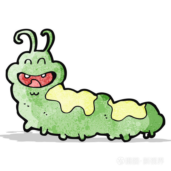 卡通快乐毛毛虫插画-正版商用图片1h436h-摄图新视界