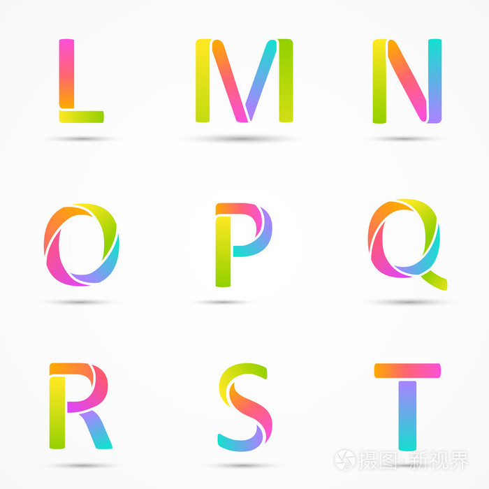 logo 字母 l, m, n, o, p, q, r, s, t 公司矢量设计模板集