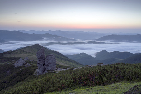 晚山高原景观乌克兰喀尔巴阡山脉