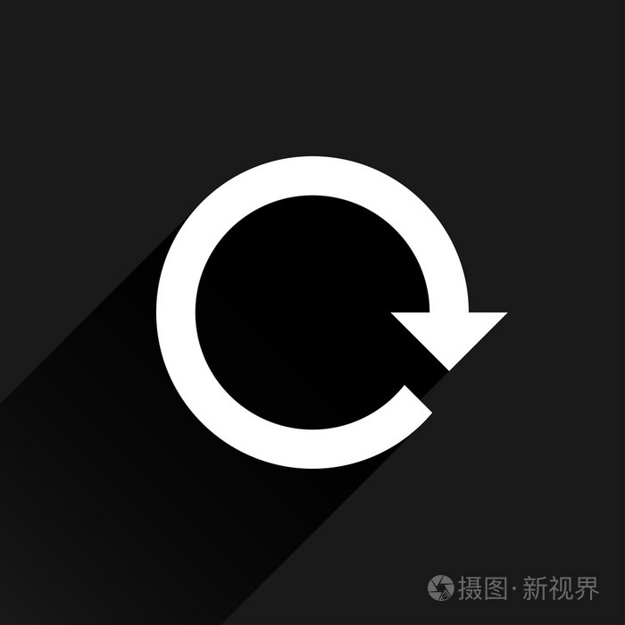 白色箭头图标重装, 刷新, 旋转, 重置, 重复标志