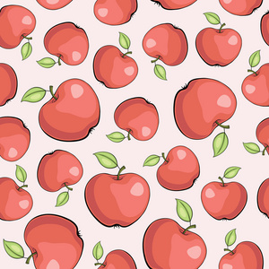 无缝矢量花纹与苹果