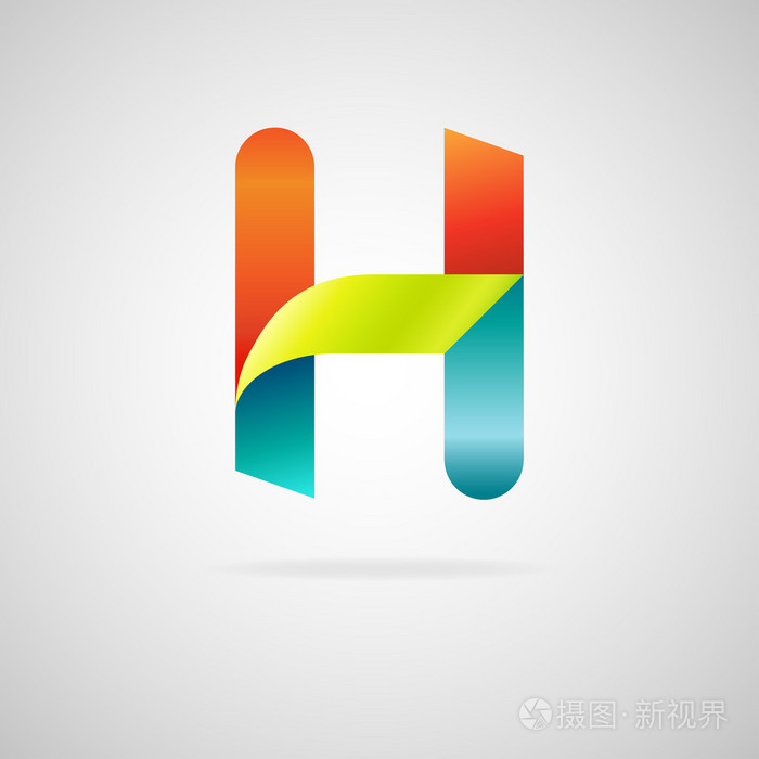 签名的字母 h.color 带状商业标志图标和字体